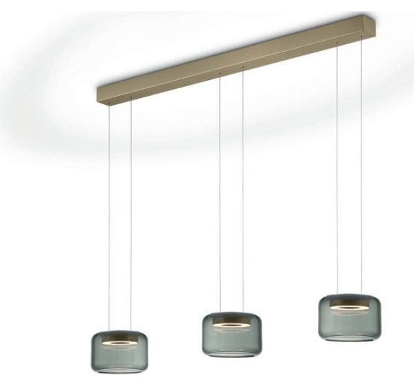 Sofort lieferbar | ​​​​​​​GKS Knapstein SIDRA-3 LED-Pendelleuchte | Effekt Bronze | 3-flammig | Smoke Glas | 51.529.34-1